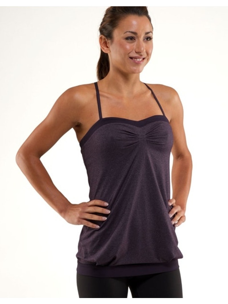 Lululemon Pure Focus Sweetheart Tank Black Swan Built-In Bra Athleisure Yoga